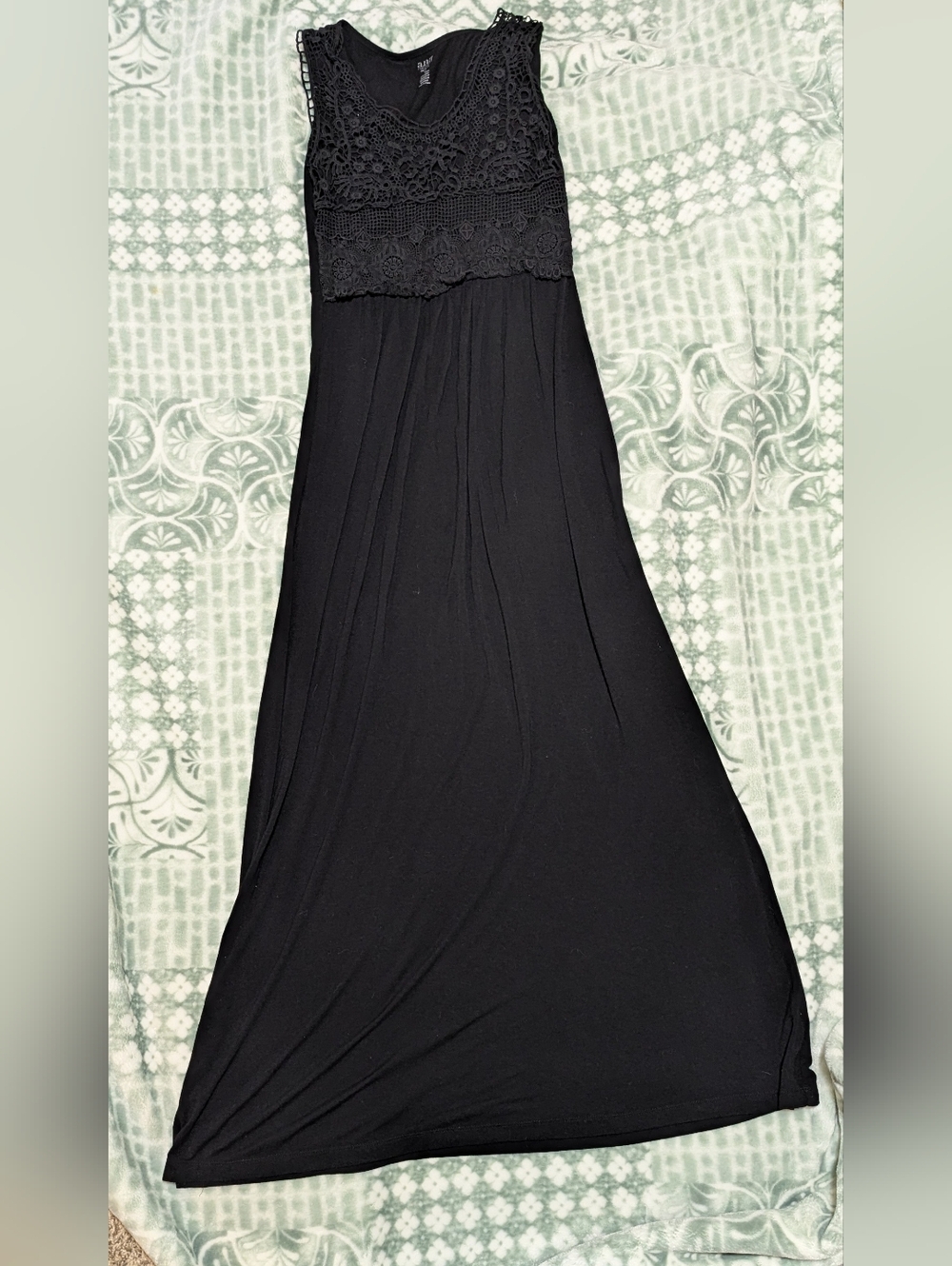 a.n.a Black Sleeveless Maxi Dress with Crochet Lace Bodice